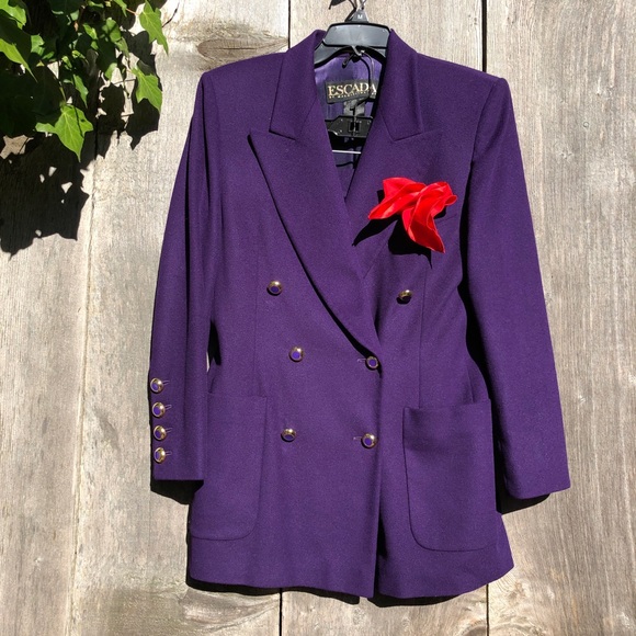 Escada Jackets & Blazers - ESCADA VTG 80's purple oversized blazer skirt suit